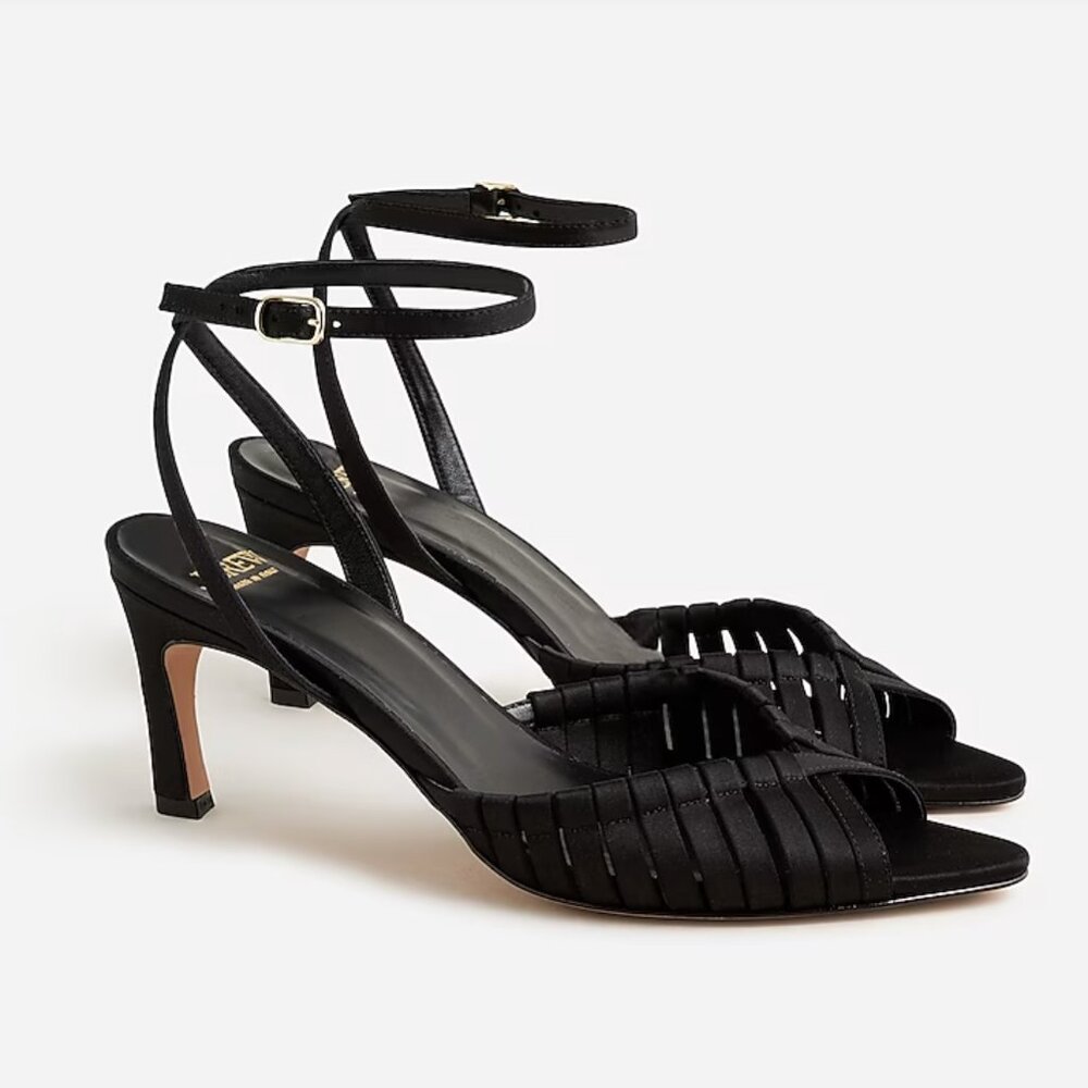 J. Crew Made-in-Italy Curved-heel Sandals in Satin NWT Size 7